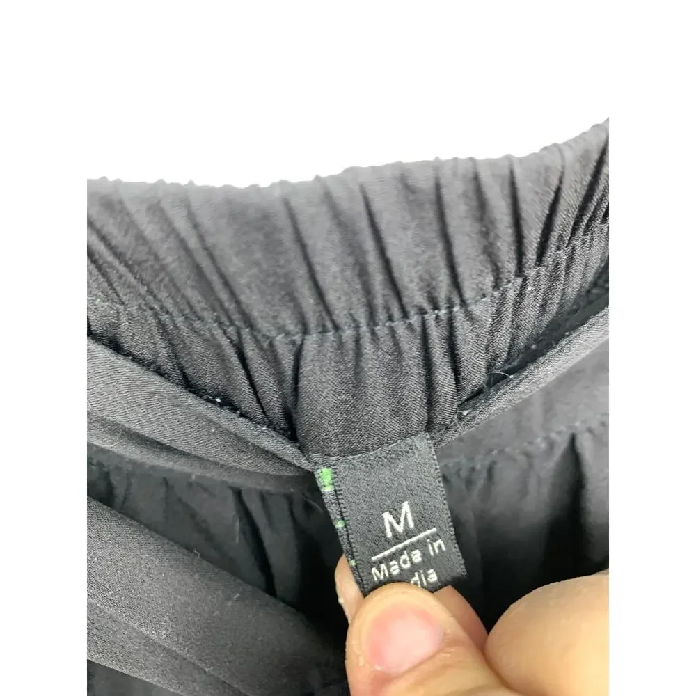 Versona A-Line Skirt Womens Size Medium Elastic Back Waist Black Tie Waist